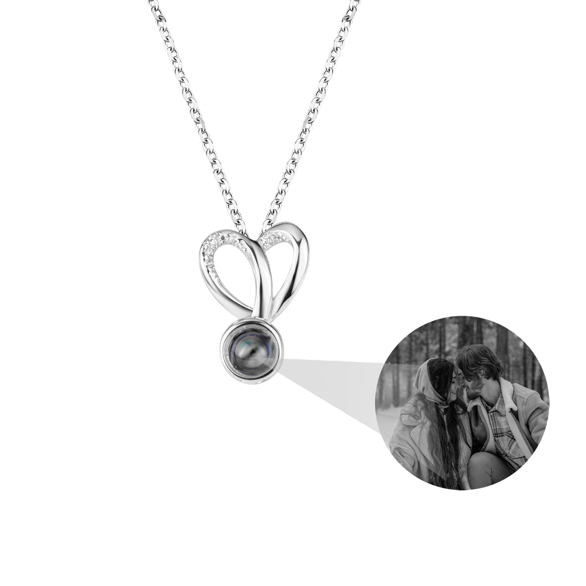 Personalized Photo Projection Necklace Sweet Crystal Rabbit Ears Pendant Necklaces - MERGE.DAY.1.FREESTYLE
