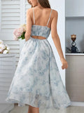 Floral Spaghetti Strap Dress Elastic Ruched Sexy Hollow Backless Party Dress - MERGE.DAY.1.FREESTYLE