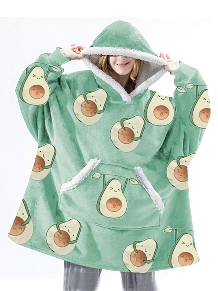 Winter Oversized Hoodies Women Giant Hoody Flannel Fleece Wearable Blanket - MERGE.DAY.1.FREESTYLE
