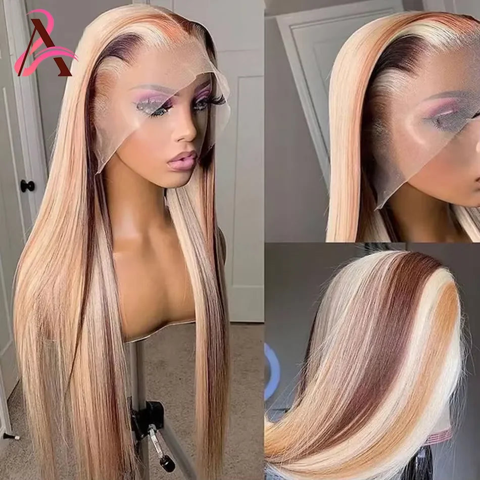 Ash Blonde Lace Front Human Hair Wig Remy Vietnamese 4/613 Highlight Wig Body Wave 13x4 Colored Wigs 613 HD Lace Frontal Wig - MERGE.DAY.1.FREESTYLE