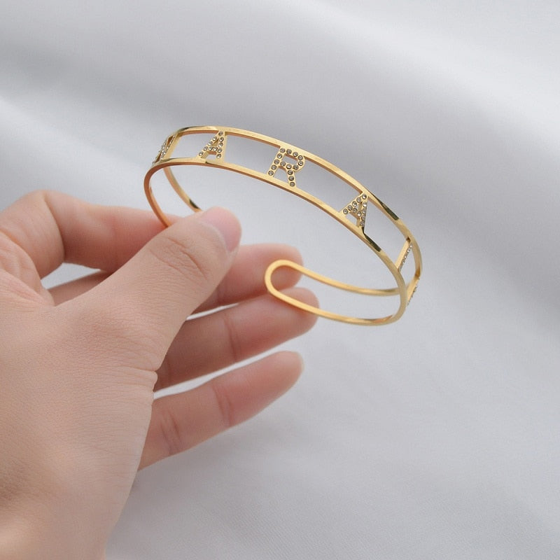 Customized Letter Name Bracelet Bangles for Women Men Chrismas Jewelry Gift - MERGE.DAY.1.FREESTYLE