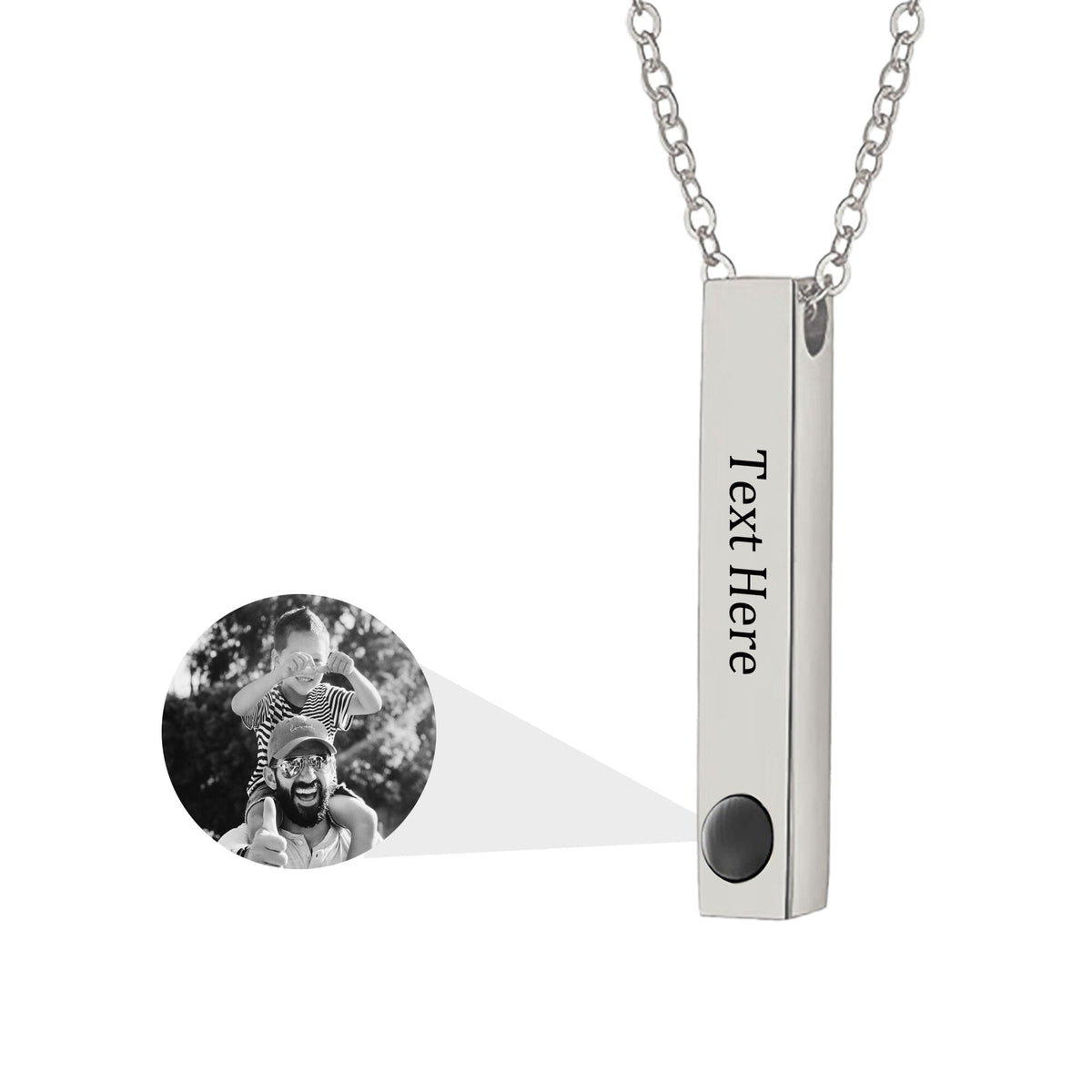Personalized Photo Projection Stereo Bar Necklace Creative Rectangle Pendant - MERGE.DAY.1.FREESTYLE