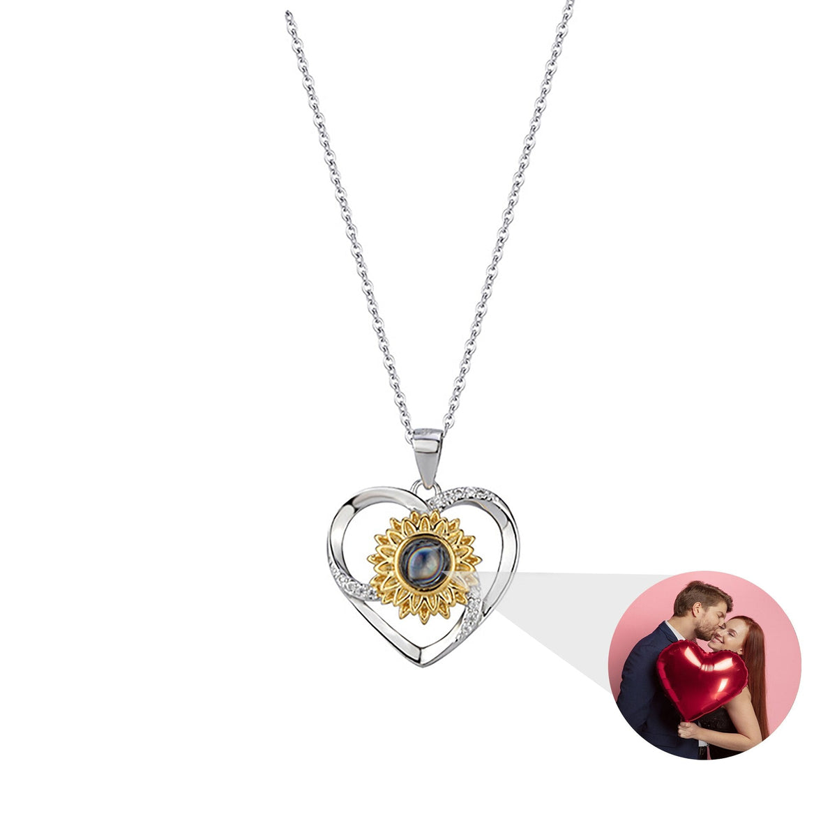 Love sunflower with customized photos Photo Projection Necklace Key Chain Jewelry - MERGE.DAY.1.FREESTYLE