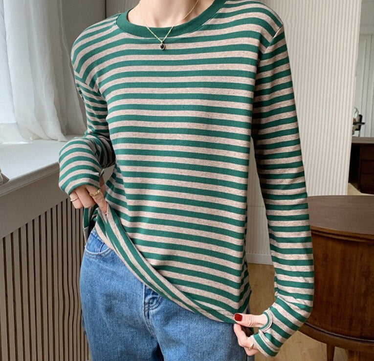 Casual O-neck Women Striped T-shirts Spring Summer Short Sleeve Loose Female Tops - MERGE.DAY.1.FREESTYLE