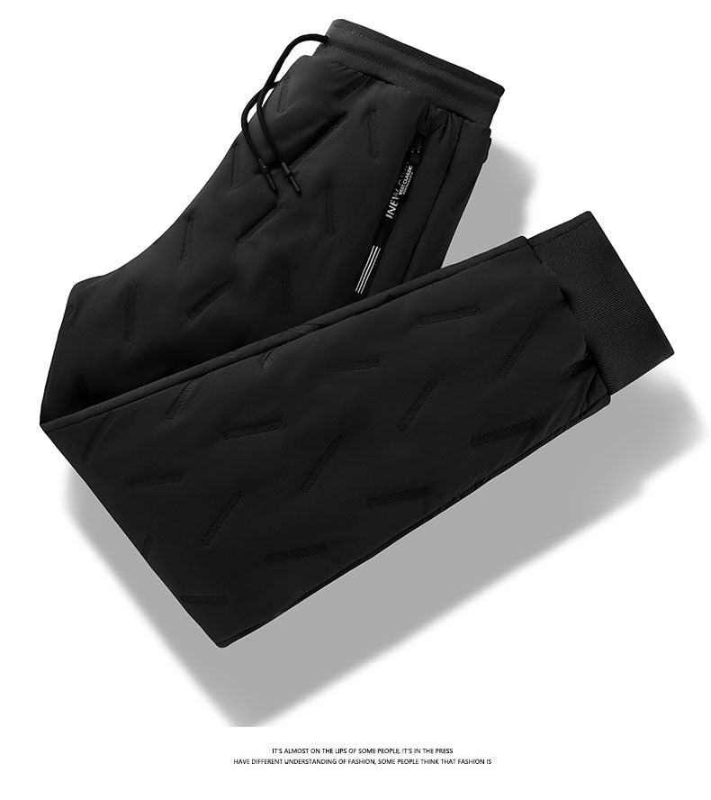 Winter Zip Pockets Thicken Fleece Sweatpants Joggers Water Proof Thermal Trousers - MERGE.DAY.1.FREESTYLE