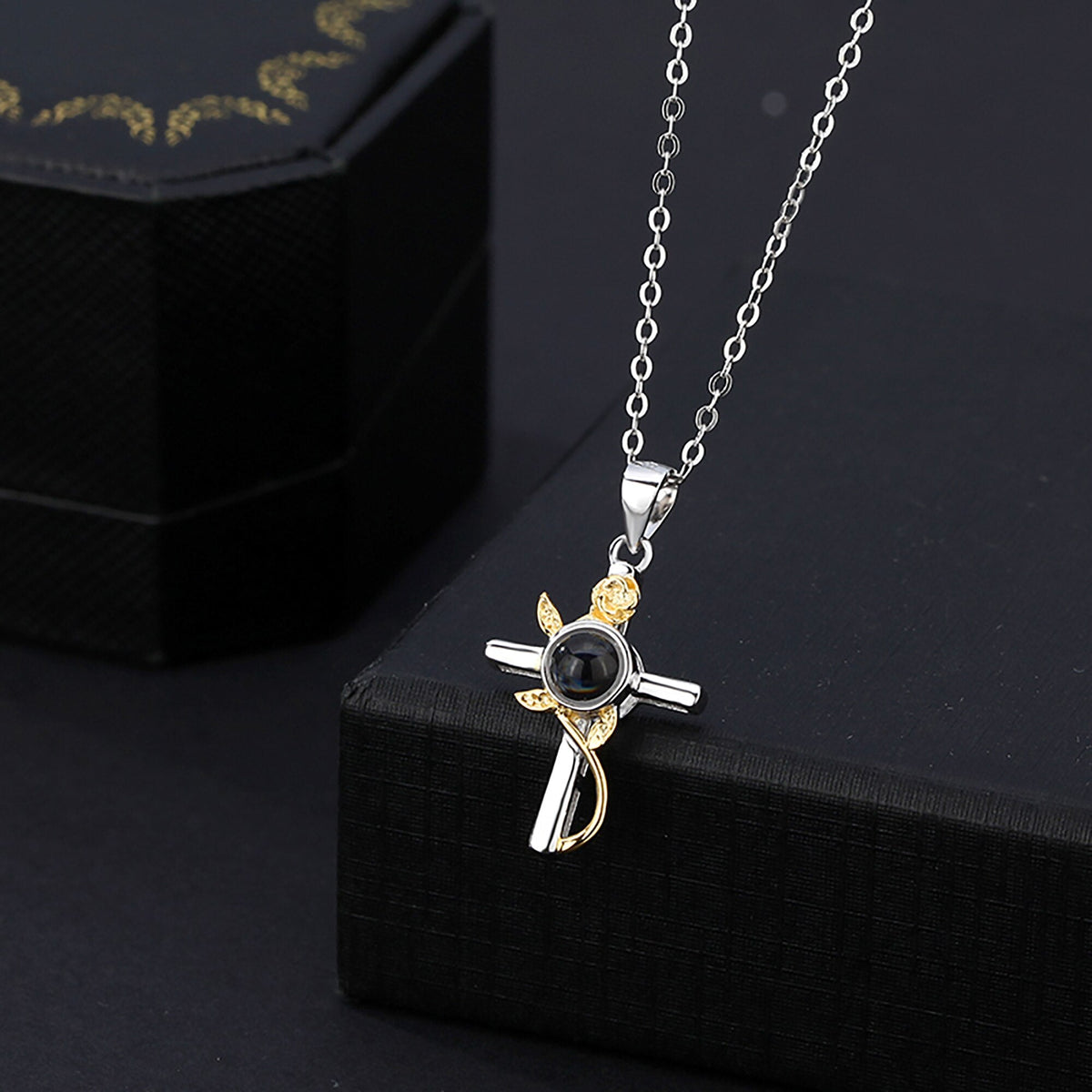 Customizable Photo Cross Projection Necklace Pendant Jewelry - MERGE.DAY.1.FREESTYLE