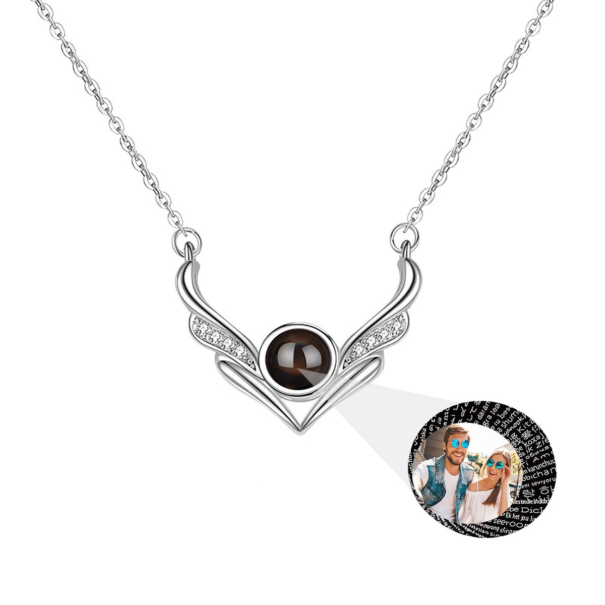 Angel wings with customizable photosProjection Necklace Pendant Jewelry - MERGE.DAY.1.FREESTYLE