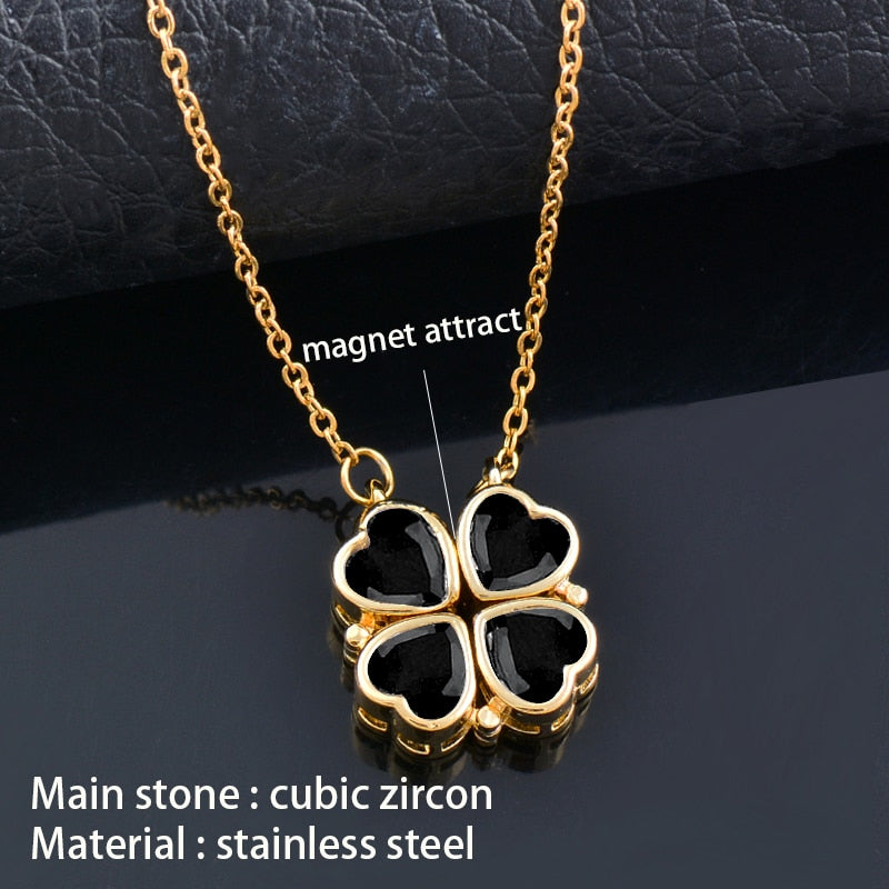 Trendy Flower Magnetic Attract Together Pendant Necklace - MERGE.DAY.1.FREESTYLE