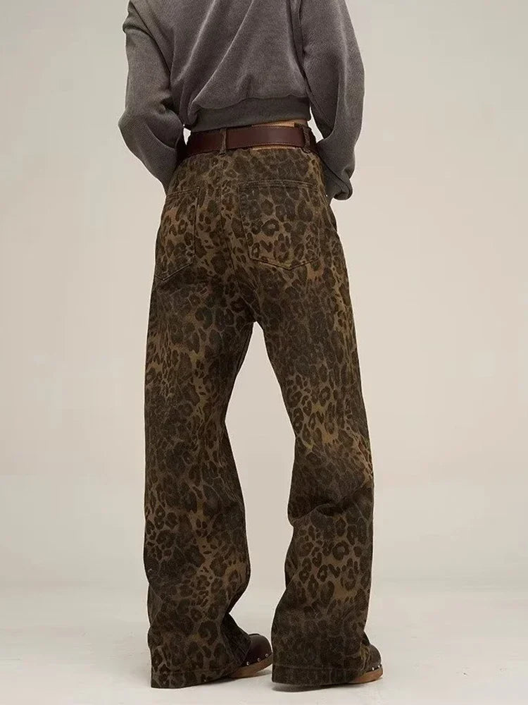 Leopard Print Y2k Jeans Women Oversized Wide Leg Denim Trousers Streetwear - MERGE.DAY.1.FREESTYLE