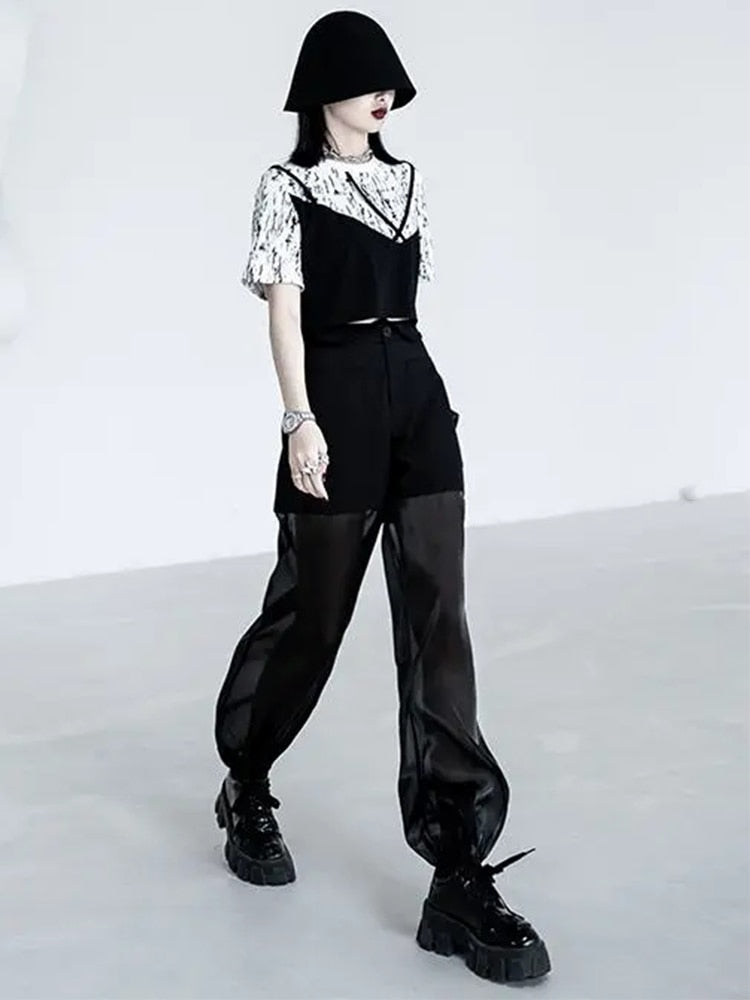 Semi-perspective Cargo Pants Women Summer Niche Large Pockets Stitching Pants - MERGE.DAY.1.FREESTYLE