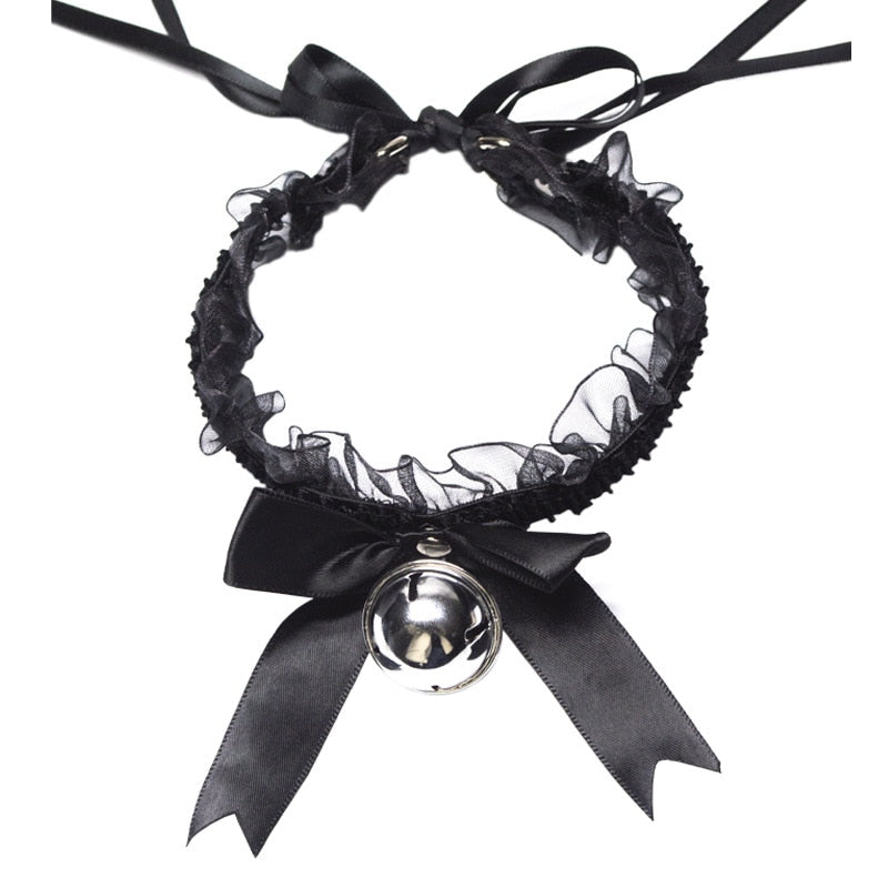 Bowknot Dark Girl Black Lace Choker Necklace Harajuku Punk Gothic Loli Cute Collar - MERGE.DAY.1.FREESTYLE