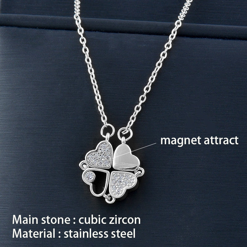 Trendy Flower Magnetic Attract Together Pendant Necklace - MERGE.DAY.1.FREESTYLE