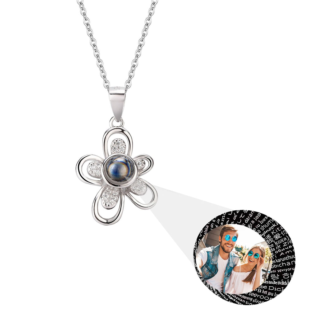 Flowers that can be customized for photos Projection Necklace Pendant Jewelry - MERGE.DAY.1.FREESTYLE