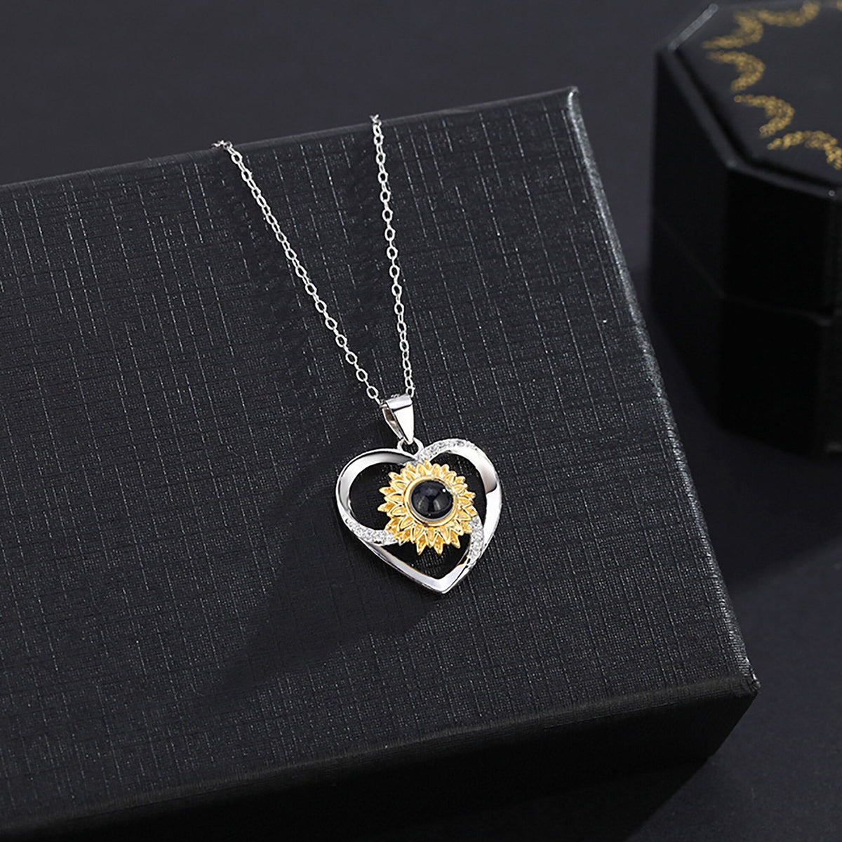 Love sunflower with customized photos Photo Projection Necklace Key Chain Jewelry - MERGE.DAY.1.FREESTYLE