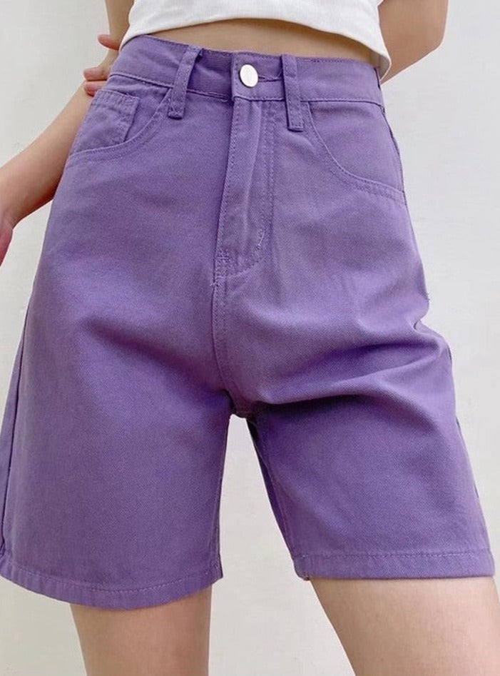 Jeans Shorts Summer High Waist Pockets Female Wide Leg Denim Shorts - MERGE.DAY.1.FREESTYLE