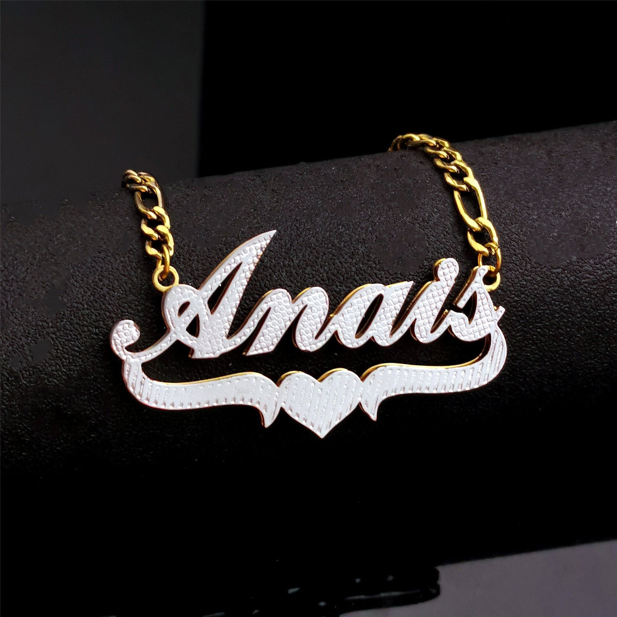 3D Double Plate Custom Nameplate Necklace Gold Plate Pendant Personalized Name Necklace - MERGE.DAY.1.FREESTYLE