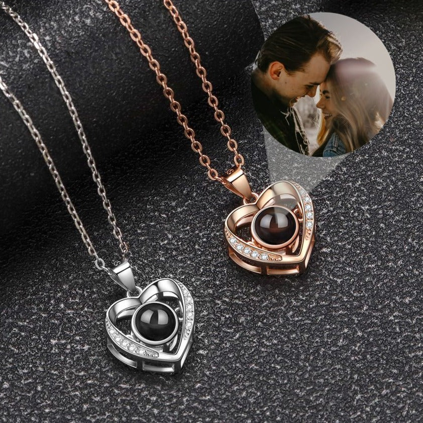Personalized Heart Picture Necklace for Women Projection Pendant Photo Necklace - MERGE.DAY.1.FREESTYLE