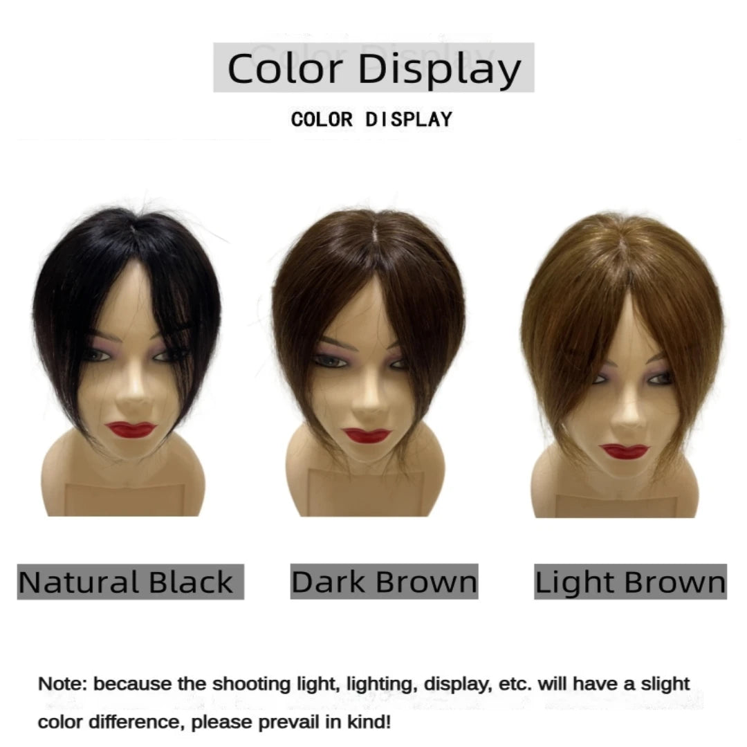 25cm Clip In Natural Human Hair Topper For Women Bangs Fringe Hair Pieces Middle Part Brazilian Hairpiece Add Hair Volume - MERGE.DAY.1.FREESTYLE