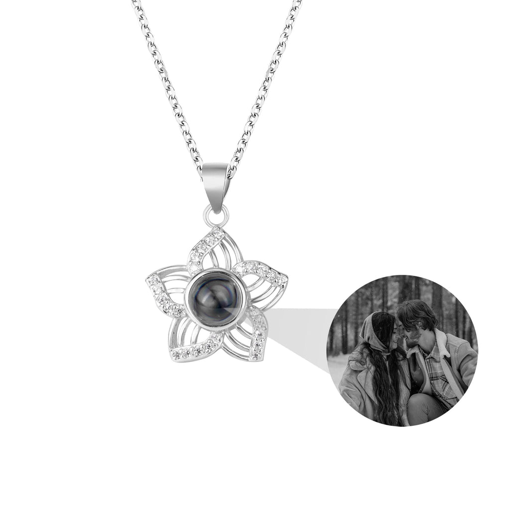 Customized Crystal Flower Photo Projection Pendant Necklace Personalized - MERGE.DAY.1.FREESTYLE
