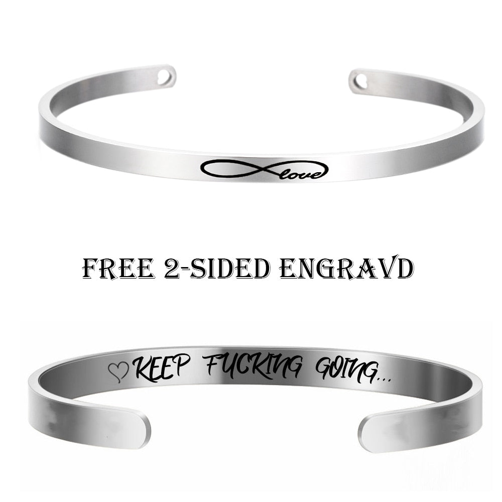 Custom Necklace Bar Engraved Name Text Bangle Cuff Jewelry - MERGE.DAY.1.FREESTYLE