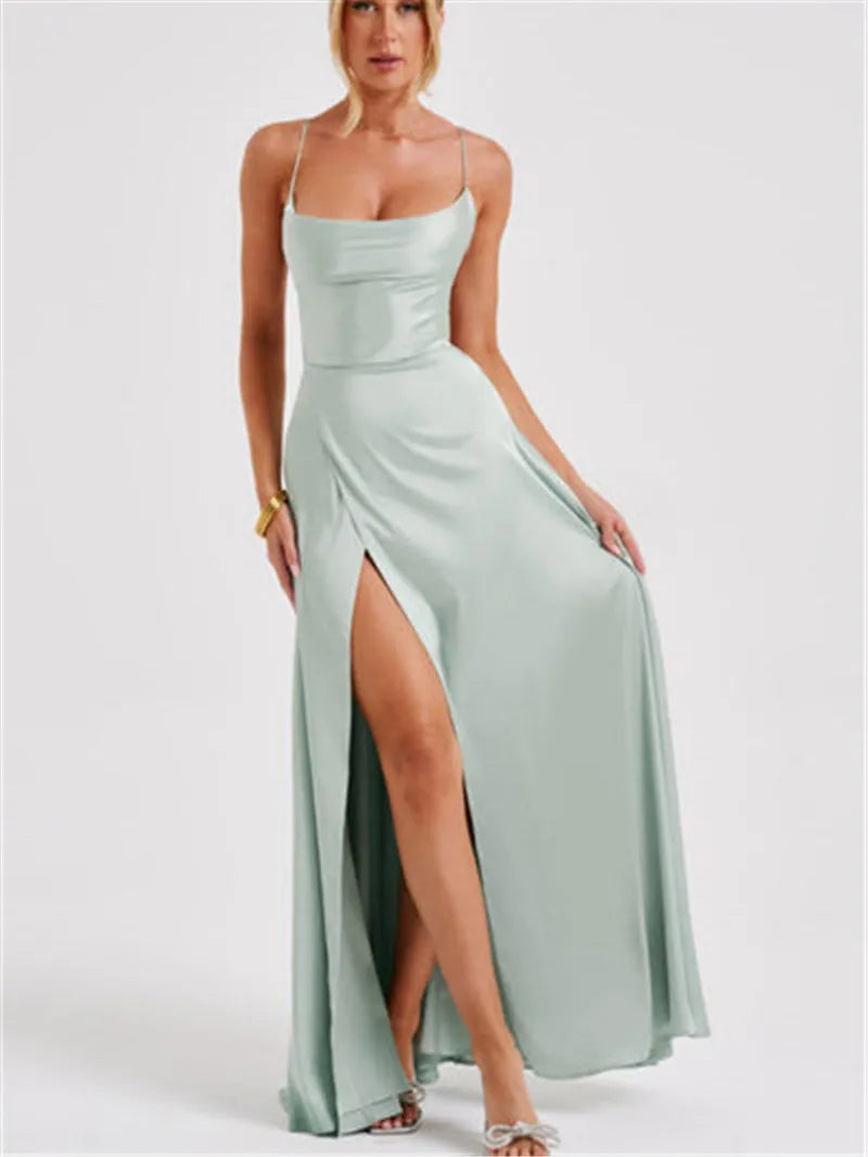 Formal Dress Elegant Solid Color Backless Split Evening Gown - MERGE.DAY.1.FREESTYLE