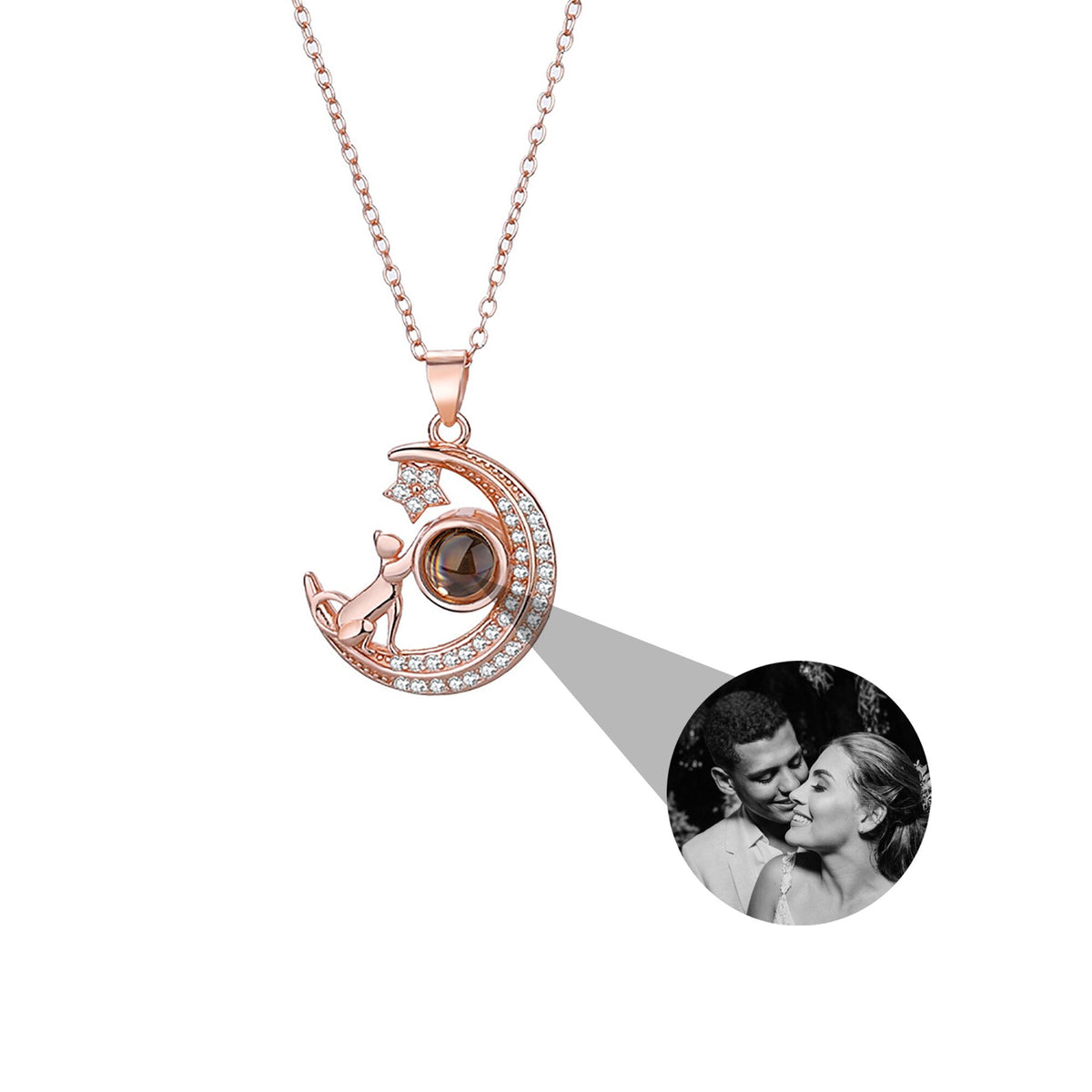 Customizable photo Cute moon necklace Projection Necklace - MERGE.DAY.1.FREESTYLE