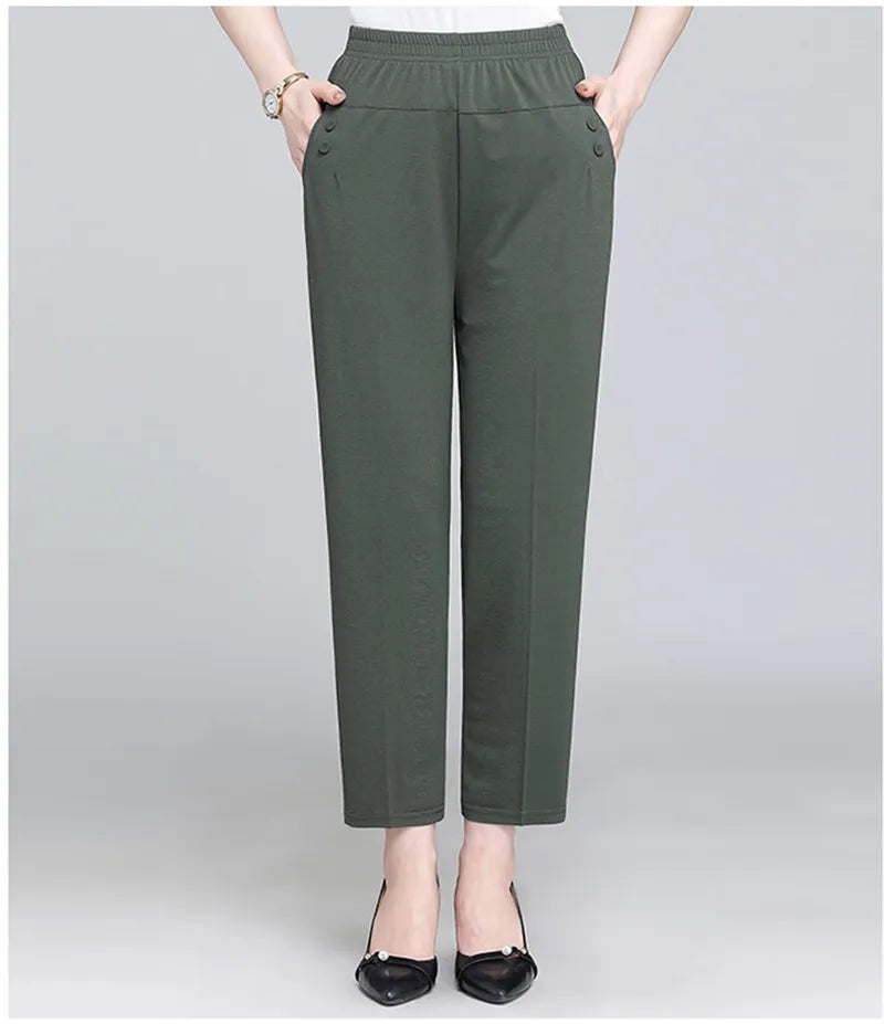 Spring Summer Pants Thin Elastic Waist Loose Cotton - MERGE.DAY.1.FREESTYLE