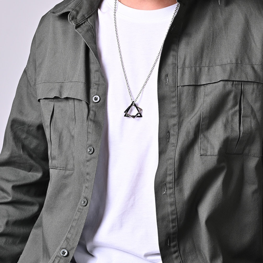 Geometry Interlocking Square Triangle Male Pendant Stacking Streetwear Necklace - MERGE.DAY.1.FREESTYLE