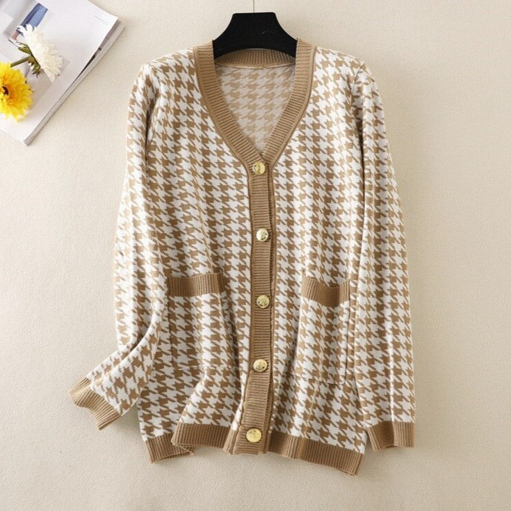 V-neck Striped Cardigans Sweaters Long Sleeve Loose Knitted Open Stitch Outwear - MERGE.DAY.1.FREESTYLE