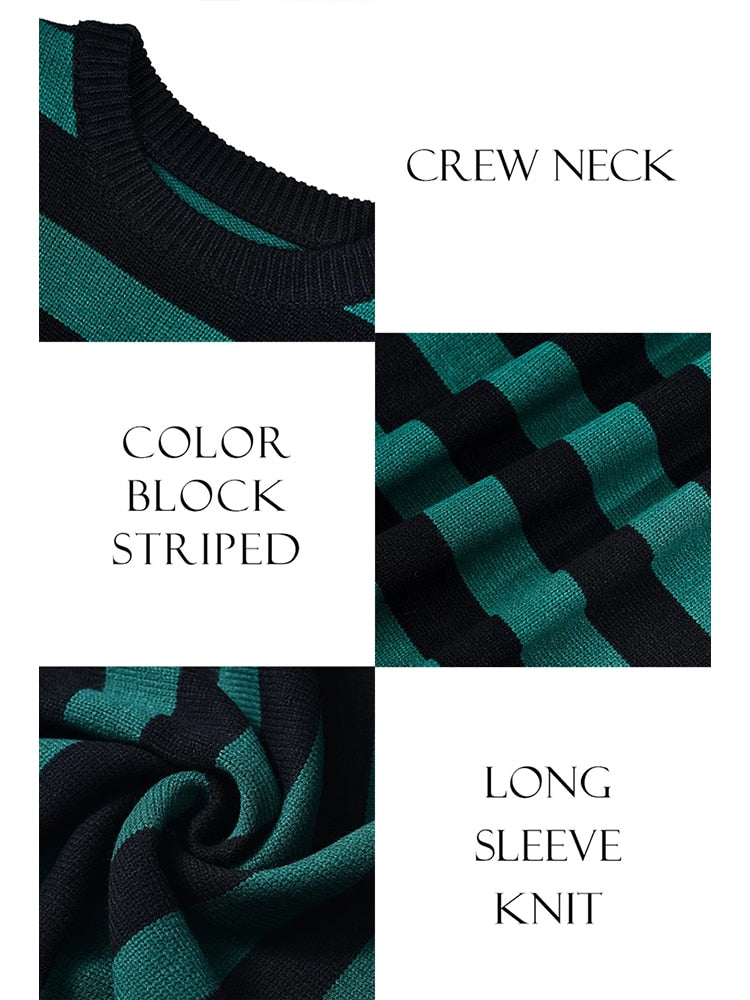 Autumn Winter Knitted Striped Sweater Casual Oversized Pullovers Sweaters - MERGE.DAY.1.FREESTYLE
