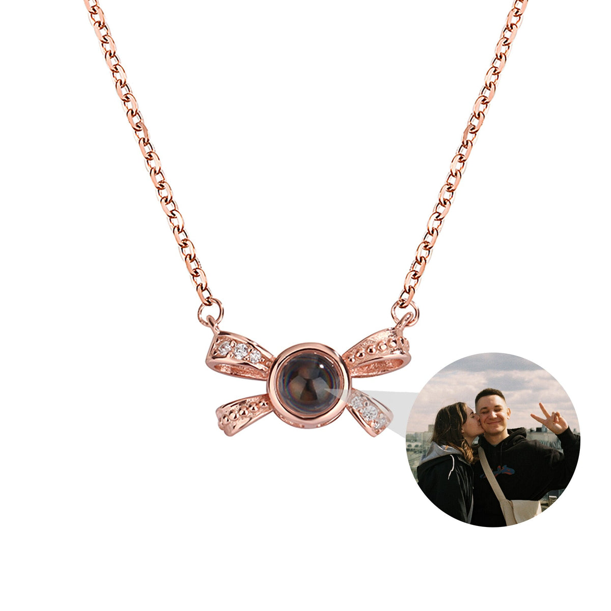 Customized photo bow necklace Projection Necklace Personality Photo Creative Pendant - MERGE.DAY.1.FREESTYLE