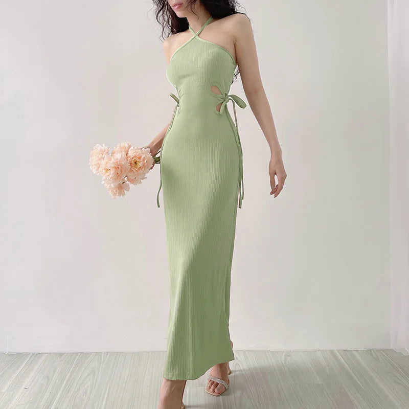 Knitted Long Sleeve Slim Mini Fairycore Slash Neck Dress - MERGE.DAY.1.FREESTYLE