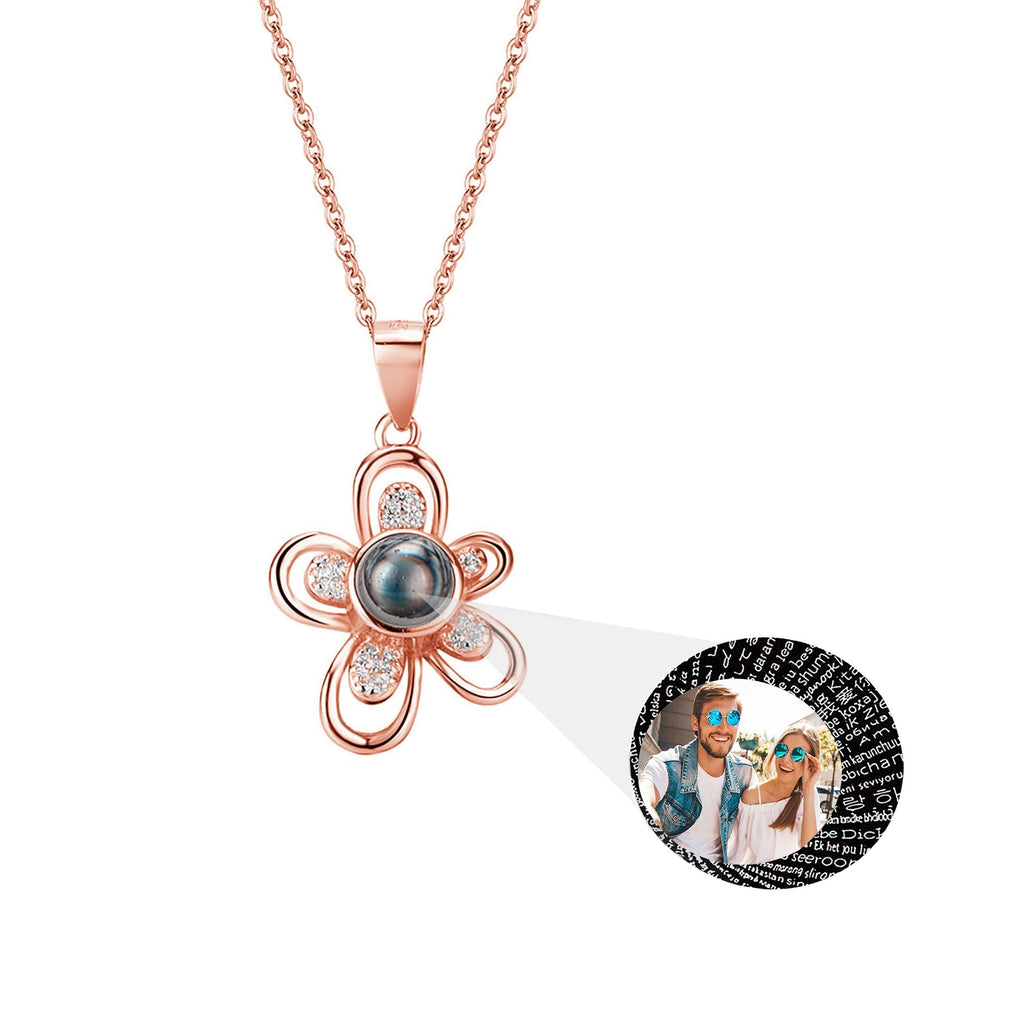 Flowers that can be customized for photos Projection Necklace Pendant Jewelry - MERGE.DAY.1.FREESTYLE