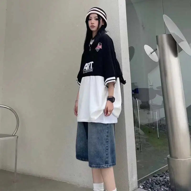High Street Retro Blue Jeans Shorts Women Y2k Clothing Oversize - MERGE.DAY.1.FREESTYLE