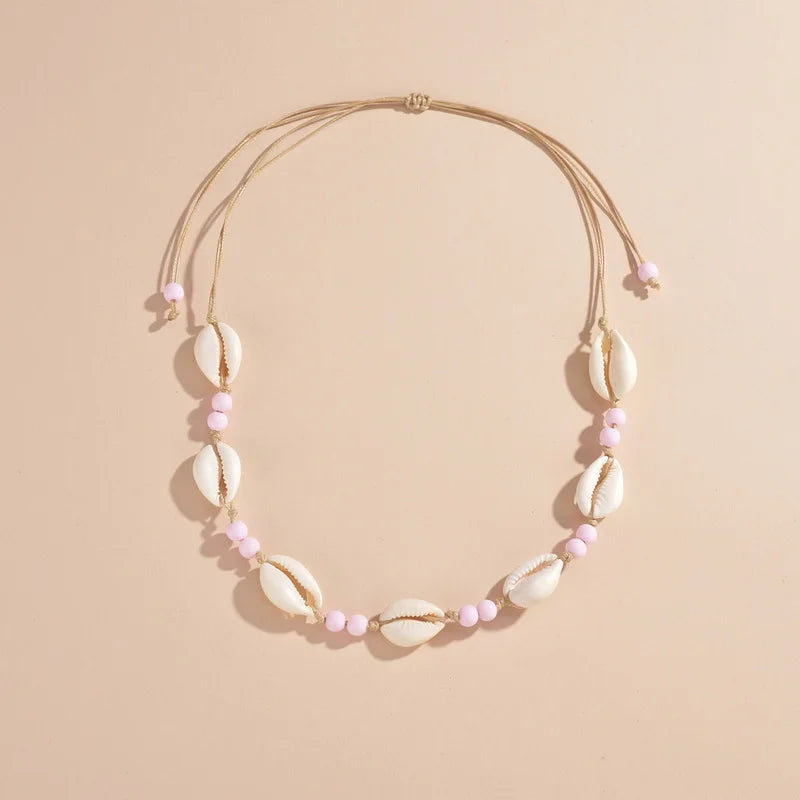 Shell beaded necklace braided chain choker - MERGE.DAY.1.FREESTYLE