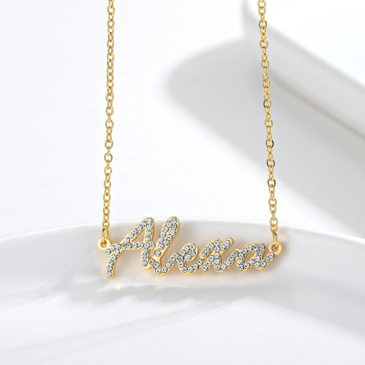 Custom Crystal Name Necklace For Women Iced Out Letter Diamond Nameplate - MERGE.DAY.1.FREESTYLE