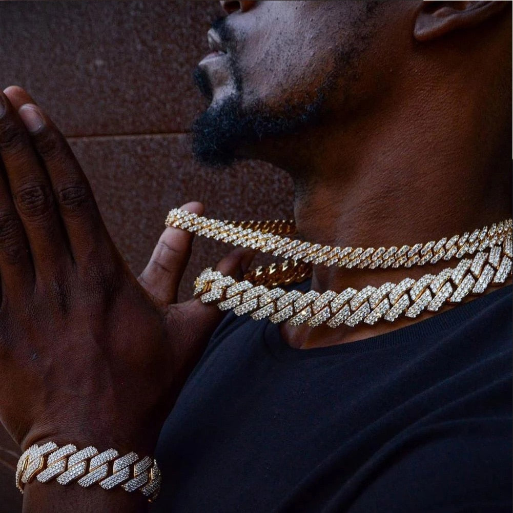 HipHop Prong Cuban Link Chain Necklace Bling Cuban Necklace Jewelry - MERGE.DAY.1.FREESTYLE