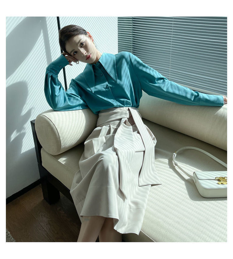 Big Pointed Collar White Blouses For Women Vintage Loose Long Sleeve Shirt - MERGE.DAY.1.FREESTYLE