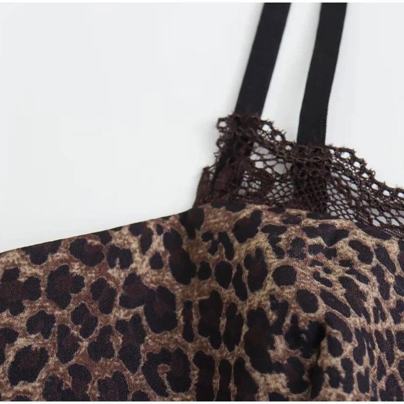 Leopard Print Sling Women Sexy Tube Top Sleeveless Backless Lace Slim Tanks Tops - MERGE.DAY.1.FREESTYLE