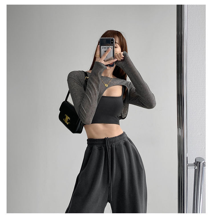 Hollow Smock T Shirt Women Summer Thin Irregular Long Sleeve Knitted - MERGE.DAY.1.FREESTYLE