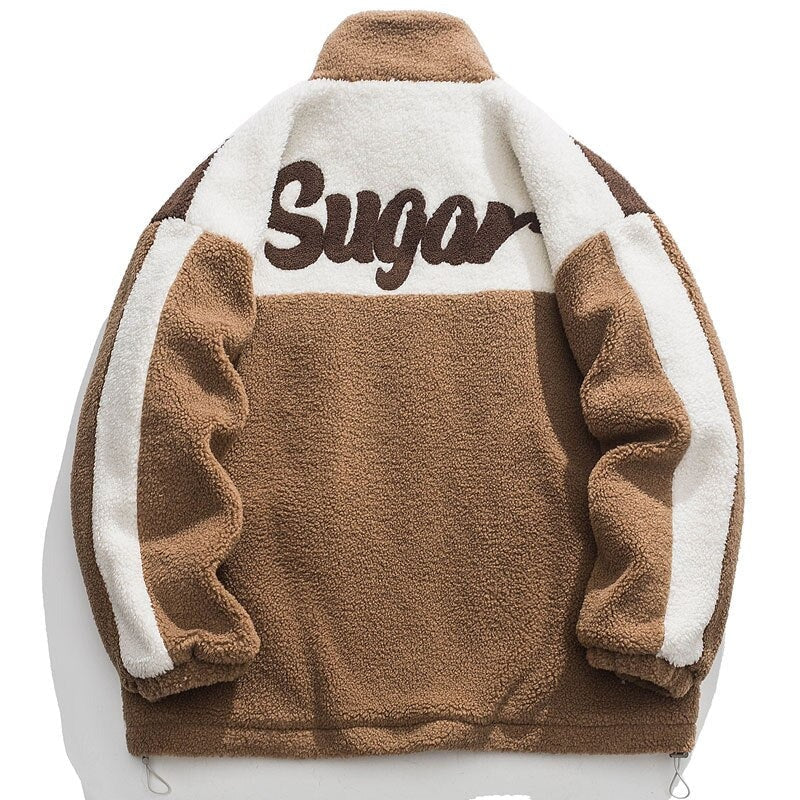 Hip Hop Streetwear Winter Color Block Patchwork Fuzzy Fluffy Thick Warm Coat - MERGE.DAY.1.FREESTYLE