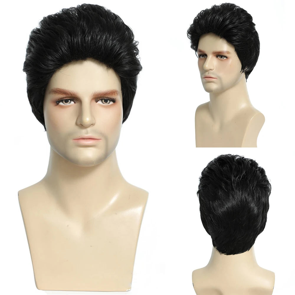 MSIWIGS Men Short Straight Wig Ombre Grey Brown Synthetic Wig White for Male Hair Fleeciness Realistic Natural Headgear - MERGE.DAY.1.FREESTYLE