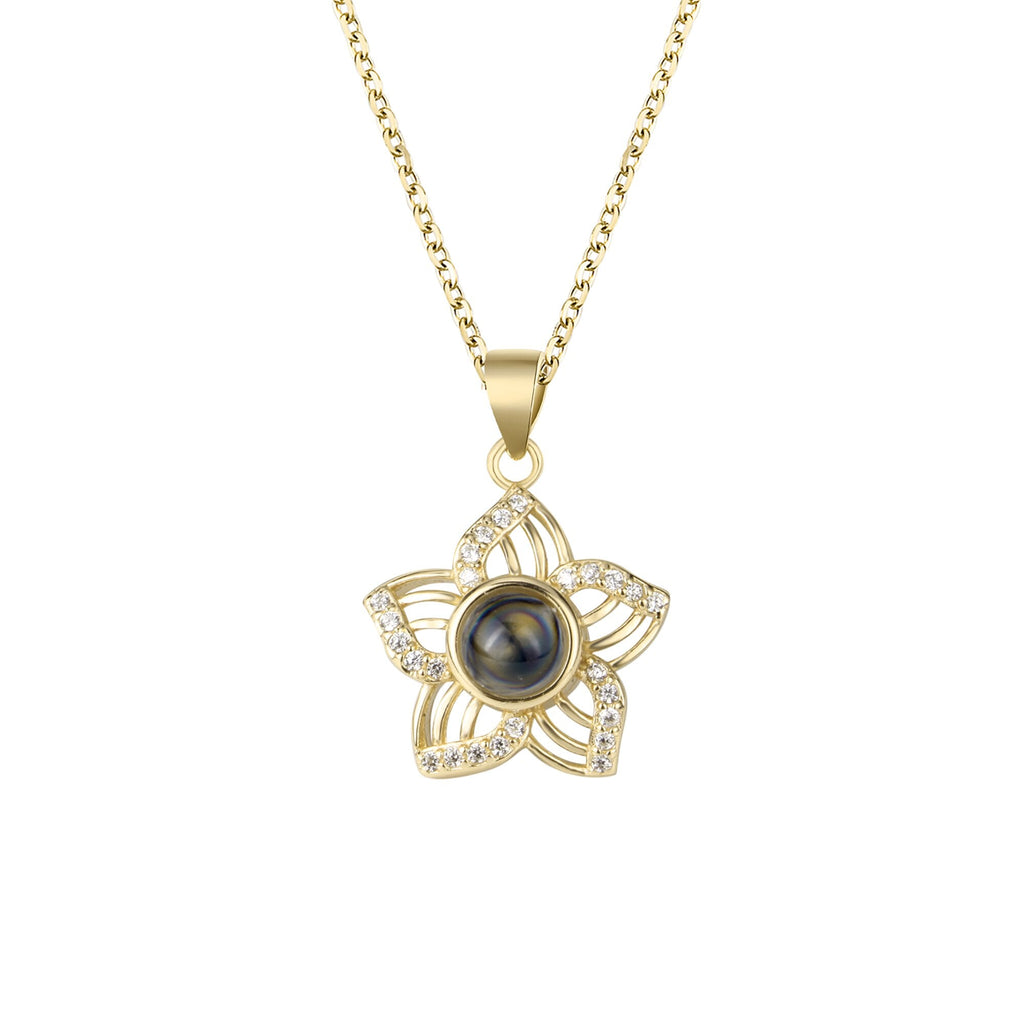 Customized Crystal Flower Photo Projection Pendant Necklace Personalized - MERGE.DAY.1.FREESTYLE