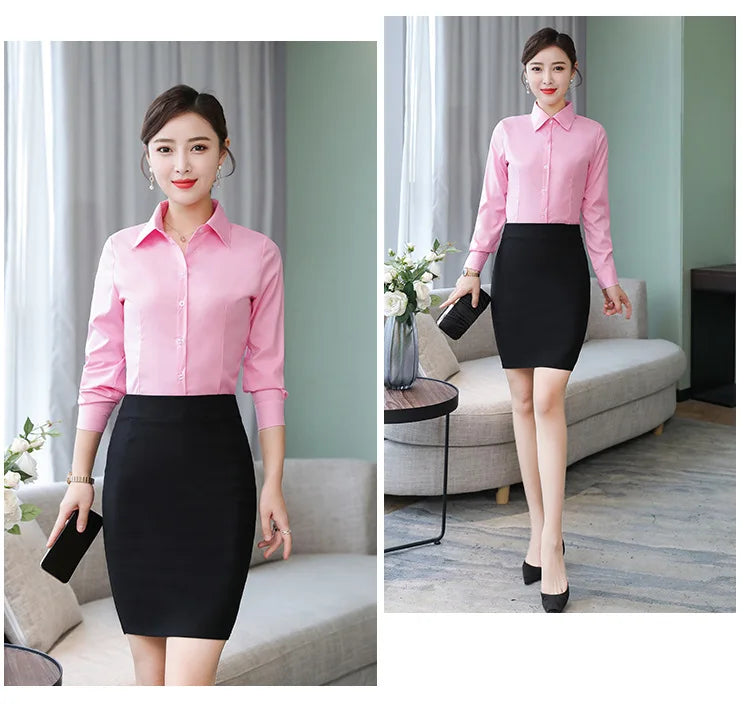 Polyester Cotton Shirts for Women Long Sleeve Blouse - MERGE.DAY.1.FREESTYLE