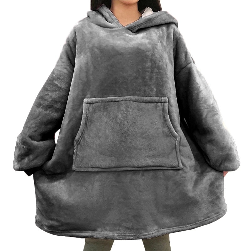 Winter Oversized Hoodies Women Giant Hoody Flannel Fleece Wearable Blanket - MERGE.DAY.1.FREESTYLE