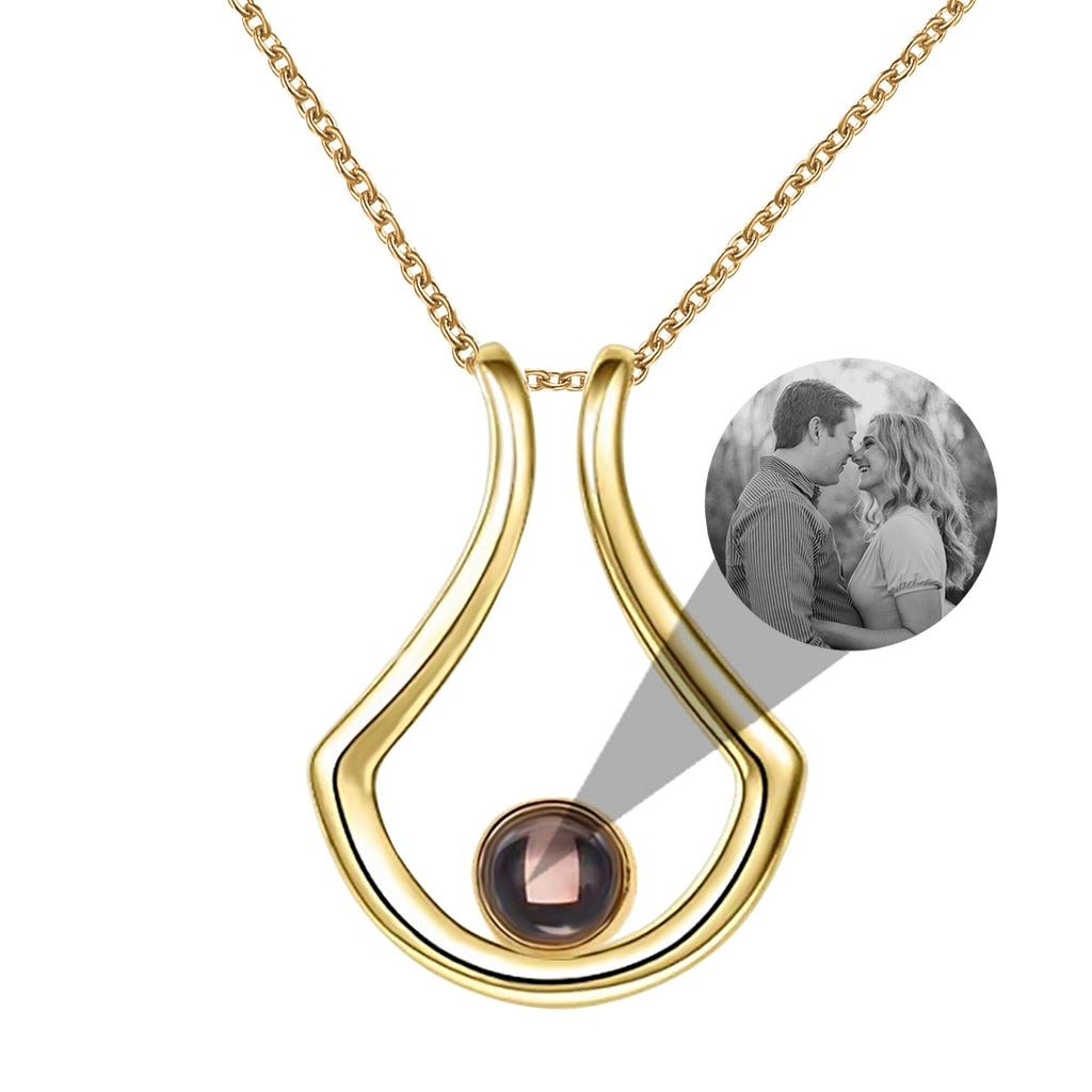 Custom Geometric Bracket Curved Projection Necklace Personalized Color Photo - MERGE.DAY.1.FREESTYLE
