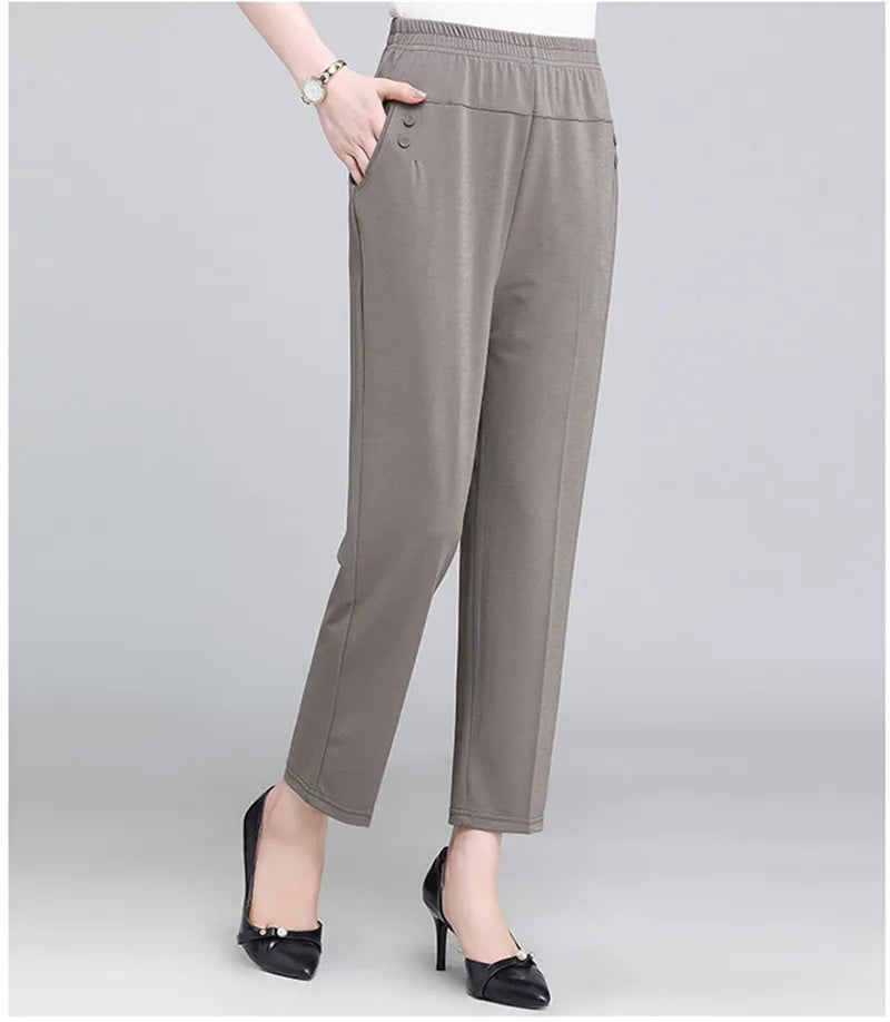 Spring Summer Pants Thin Elastic Waist Loose Cotton - MERGE.DAY.1.FREESTYLE