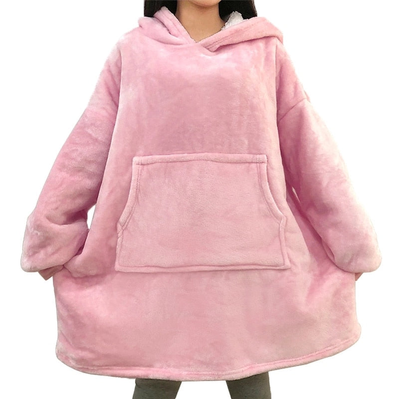 Winter Oversized Hoodies Women Giant Hoody Flannel Fleece Wearable Blanket - MERGE.DAY.1.FREESTYLE