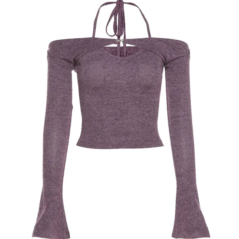 Halter Strapless T-shirt Women Sweet Sexy Off The Shoulder T-shirts Slim Two Piece Tops Woman - MERGE.DAY.1.FREESTYLE