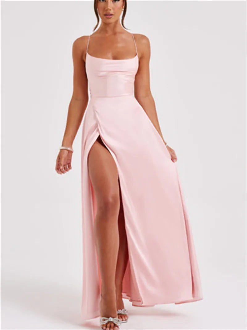 Formal Dress Elegant Solid Color Backless Split Evening Gown - MERGE.DAY.1.FREESTYLE
